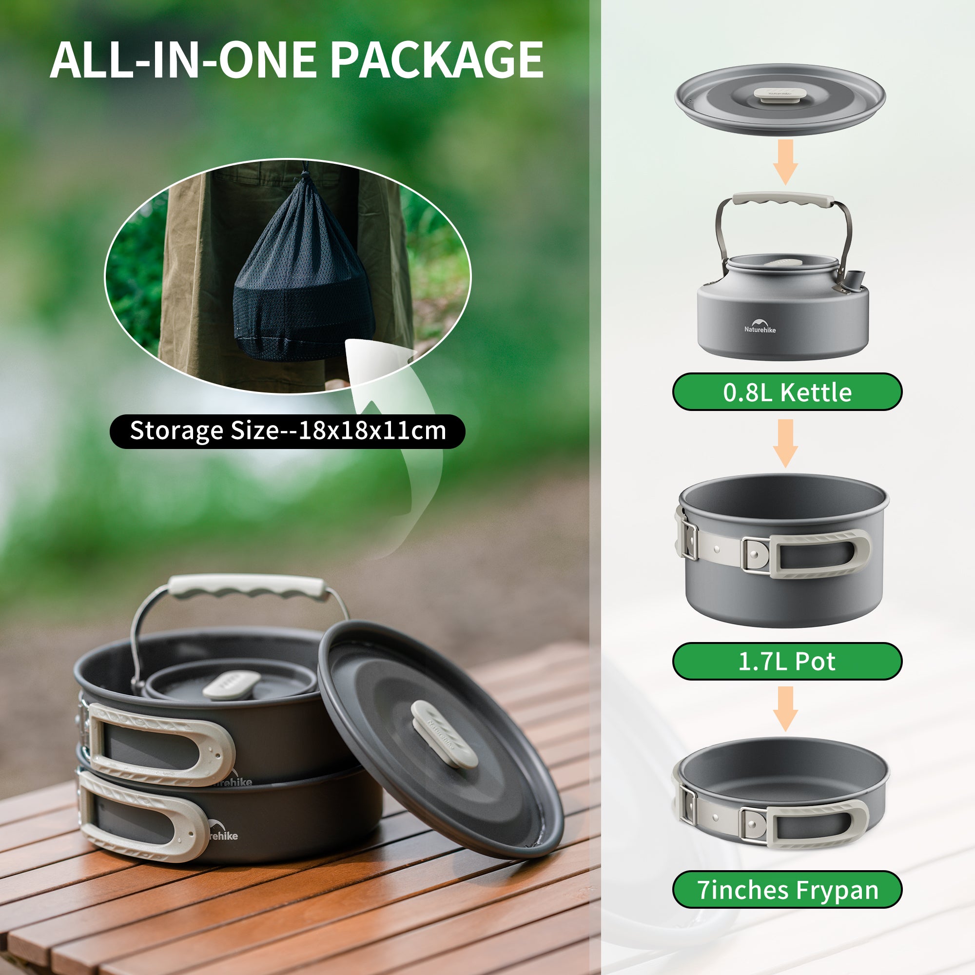 TrailCook™ Camping Aluminum Cookset – Naturehike