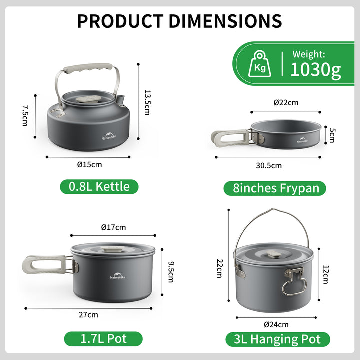 TrailCook™ Camping Aluminum Cookset