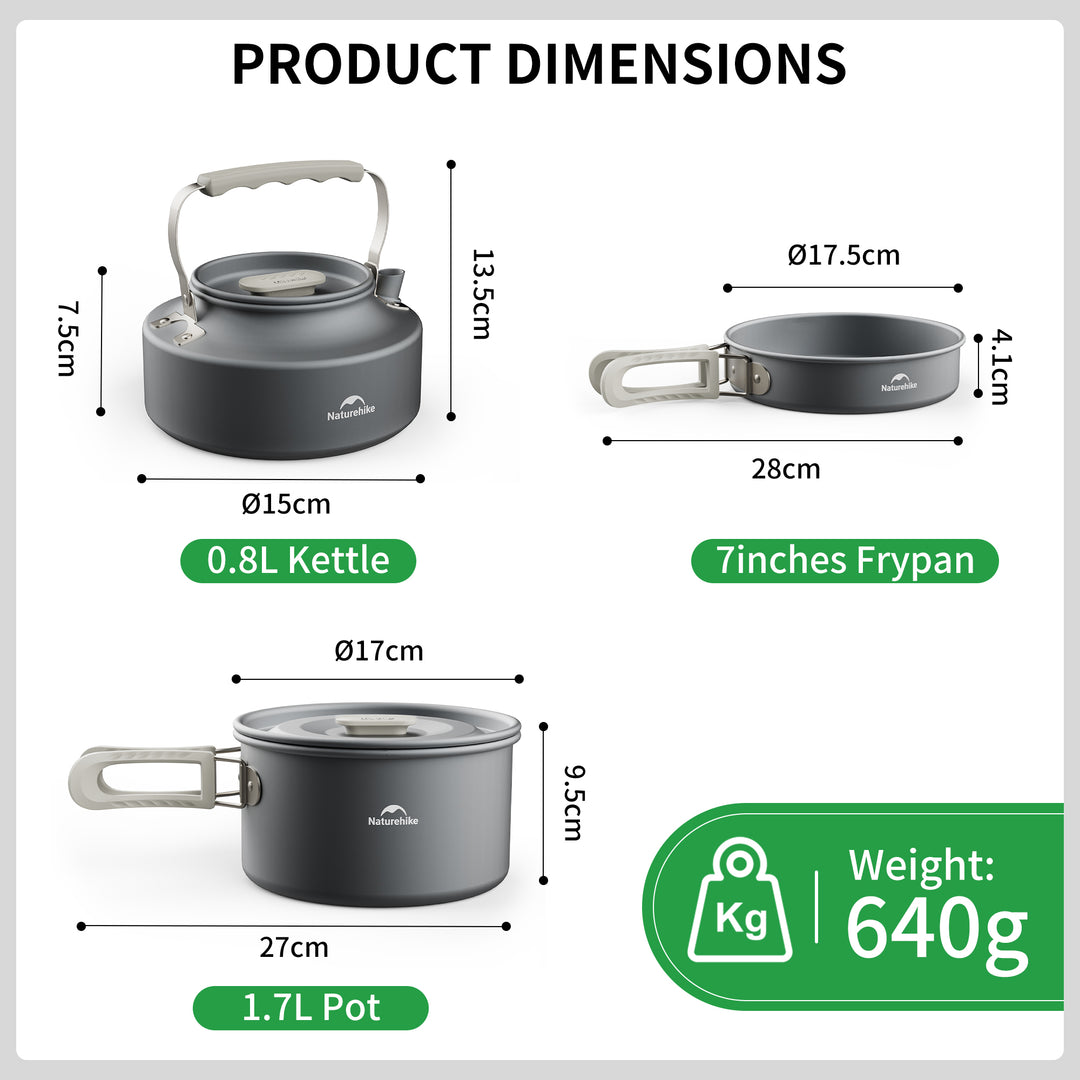 TrailCook™ Camping Aluminum Cookset