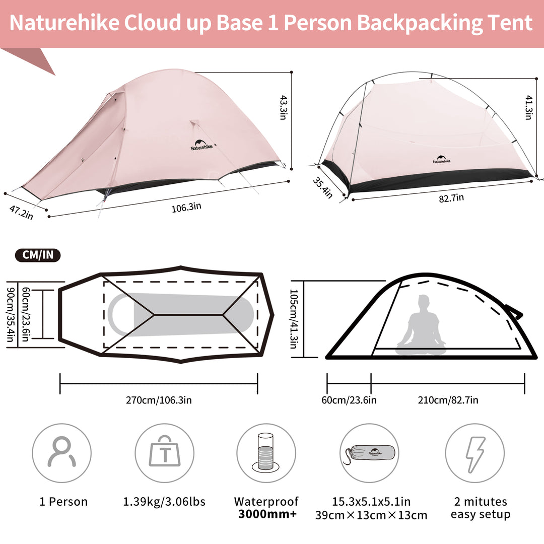 Tente de randonnée ultralégère Cloud Up™ Base pour 1 personne