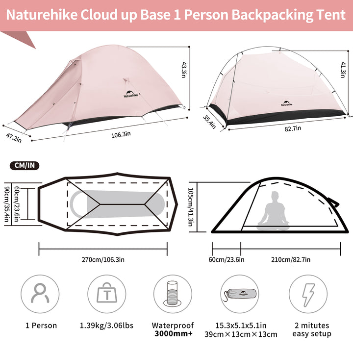 Tente de randonnée ultralégère Cloud Up™ Base pour 1 personne