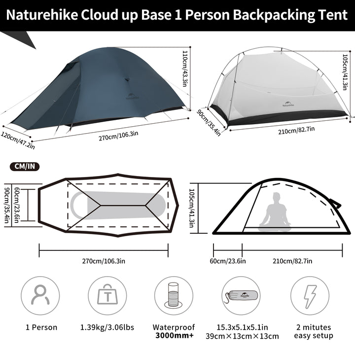 Tente de randonnée ultralégère Cloud Up™ Base pour 1 personne
