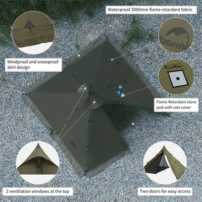 An image of a Naturehike Flame Retardant 4-Season Camping Tent with Stove Jack by Naturehike official store