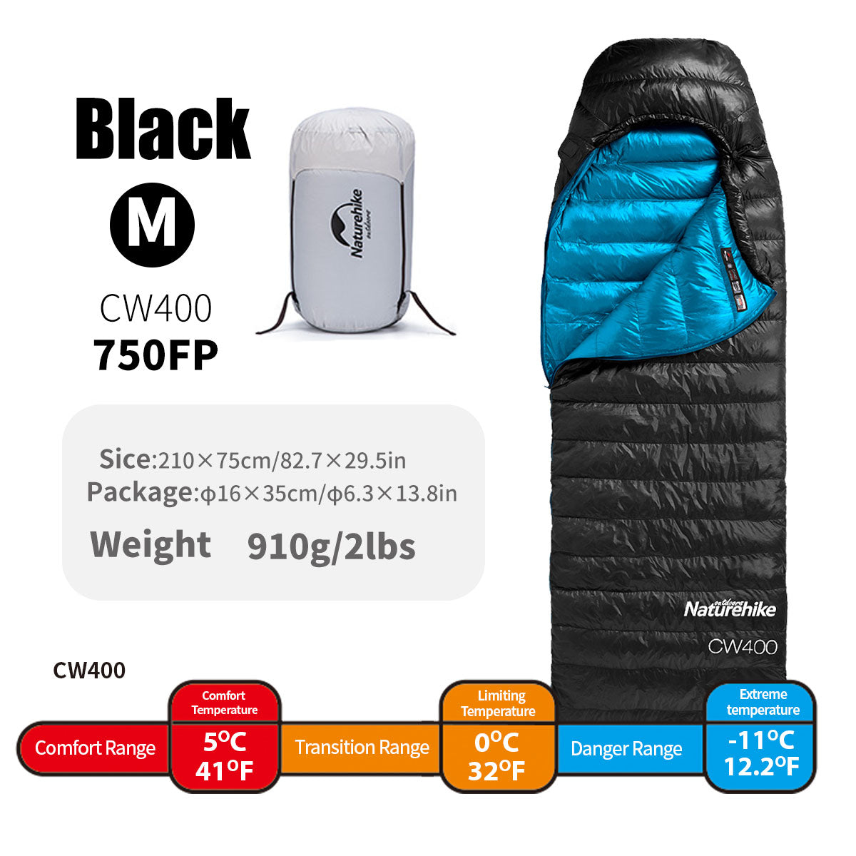 CW™400 Down Ultralight Sleeping Bag 41°F / 5°C - Naturehike