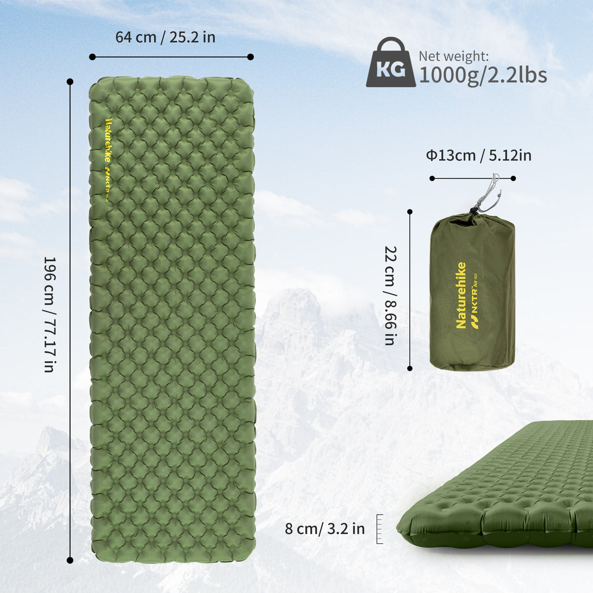TuYe™ R4.6 Ultraleichte aufblasbare Isomatte