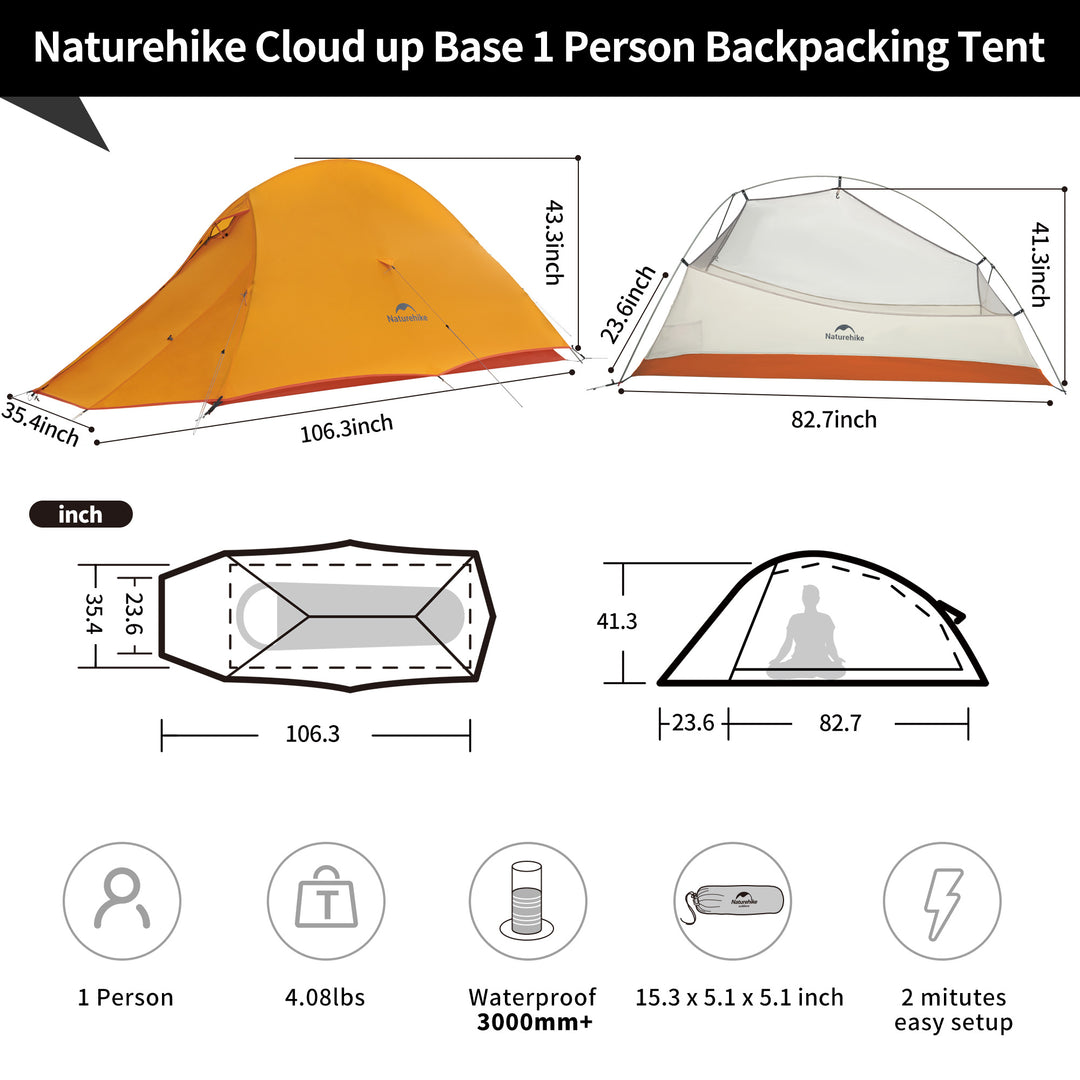 Tenda da campeggio ultraleggera Cloud Up Base per 1 persona