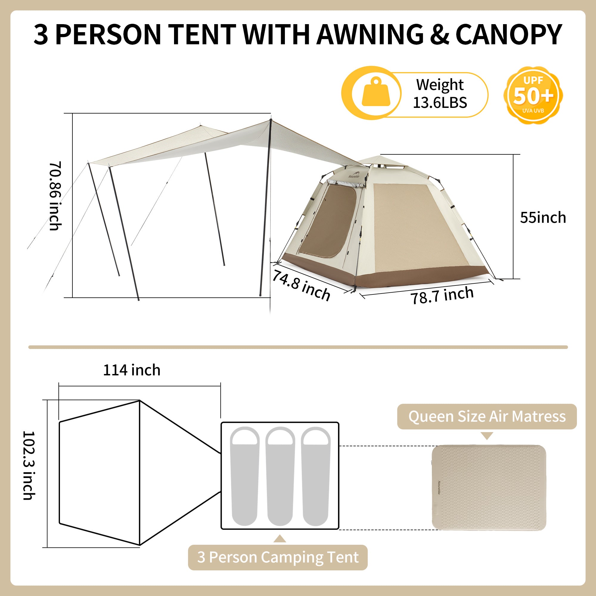 Ango™ Picnic Instant Camping Tent – Naturehike