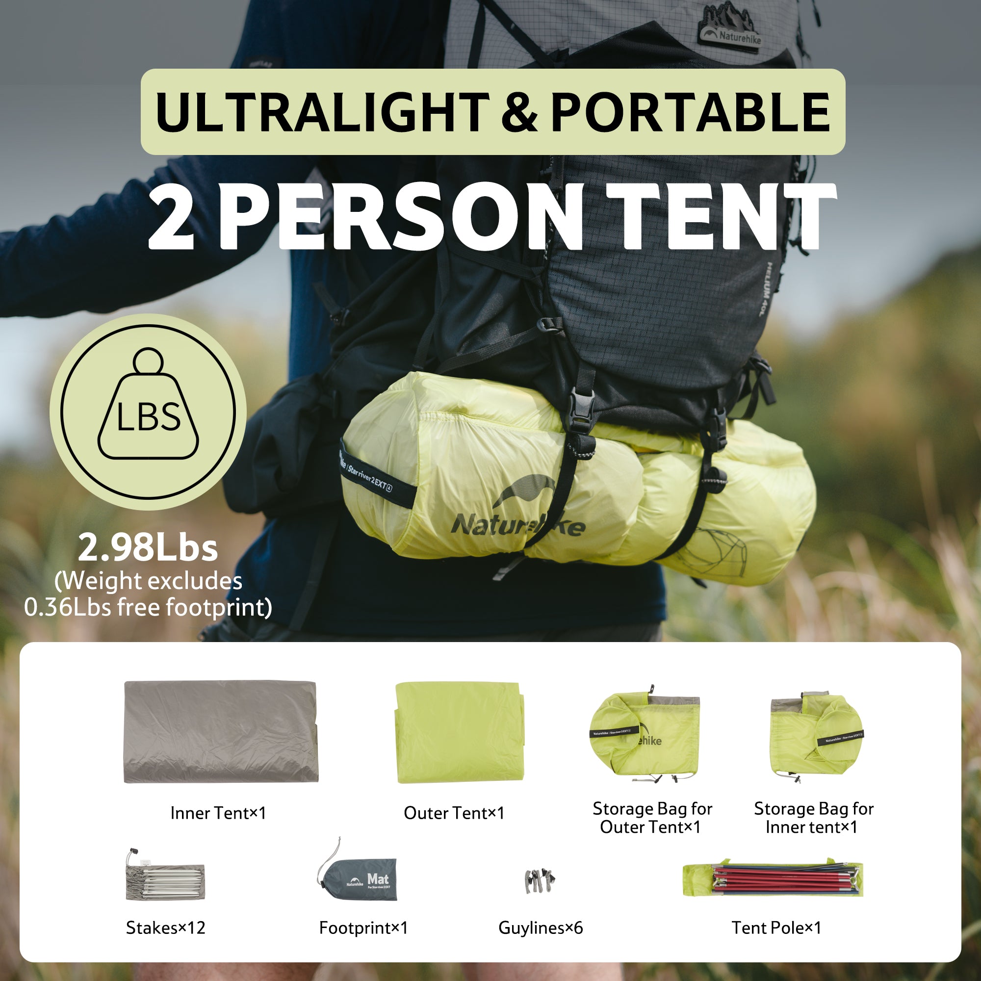 Star River™ EXT 2-Person Ultralight Backpacking Tent | Naturehike