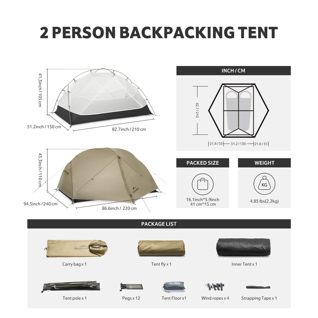 Mongar™ UL Ultraleichtes Trekkingzelt für 2 Personen