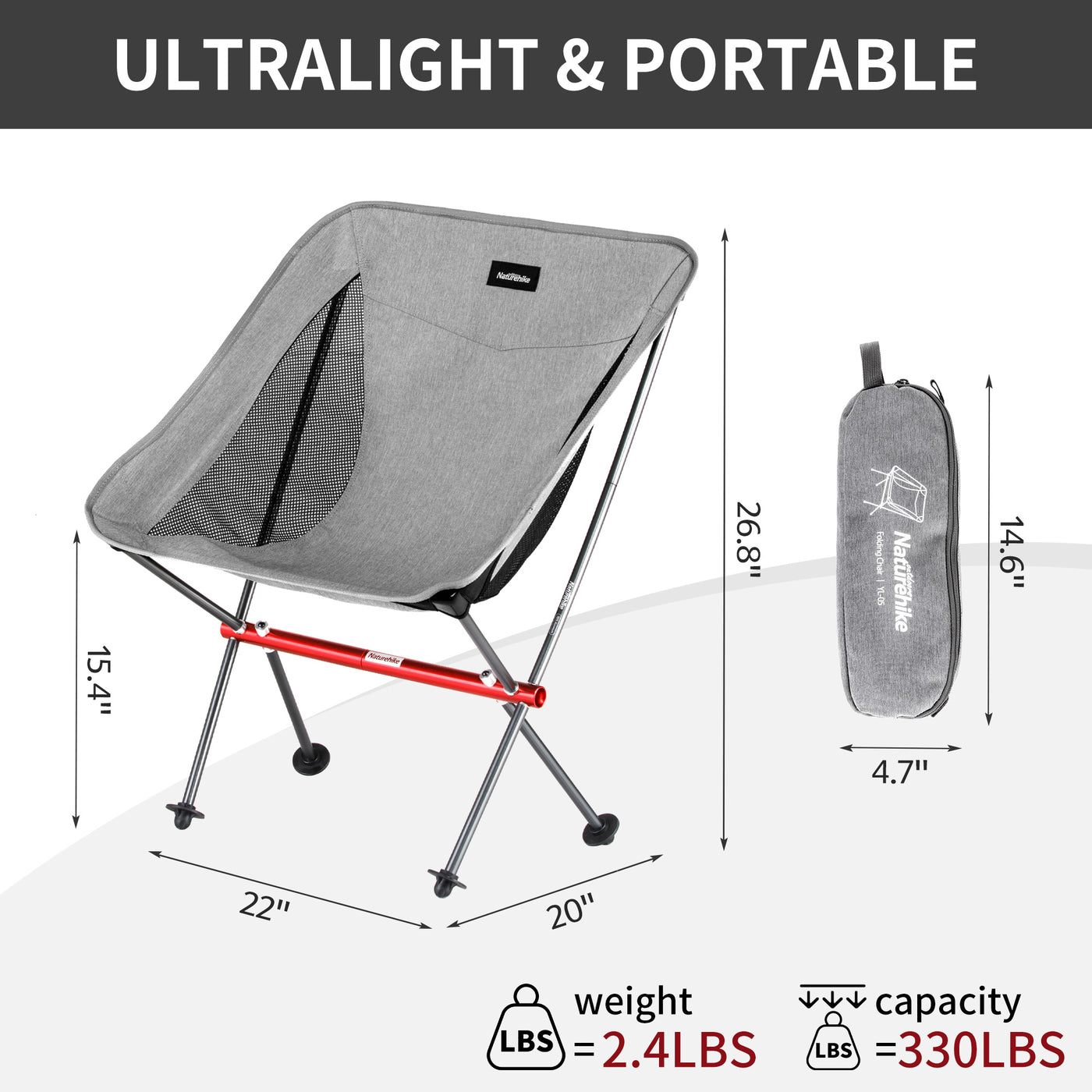An image of a YL05 Oversized Lightweight Camping Chair by Naturehike official store