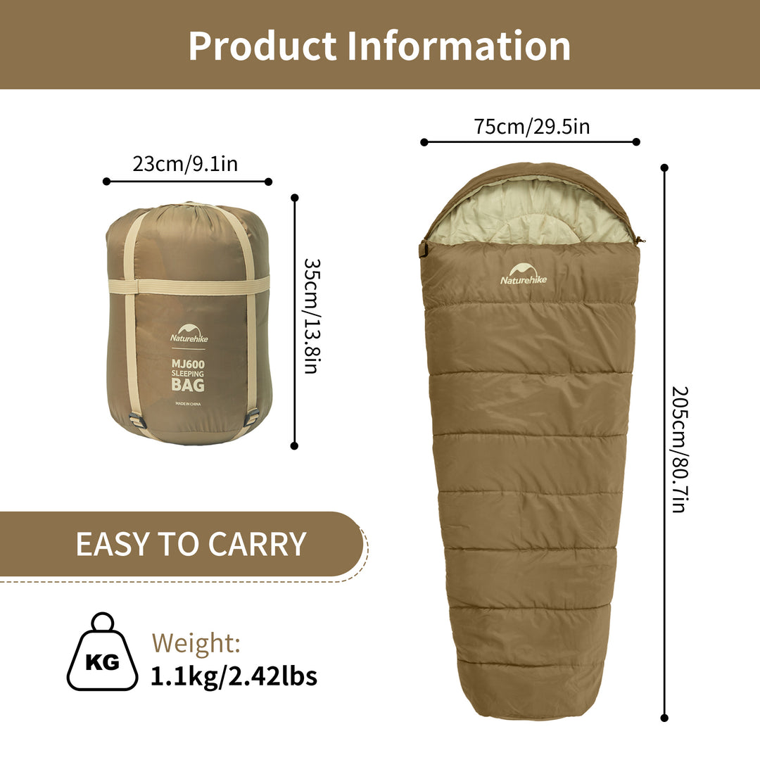 Mujin™ MJ600 Synthetic Mummy Sleeping Bag 23°F / -5°C