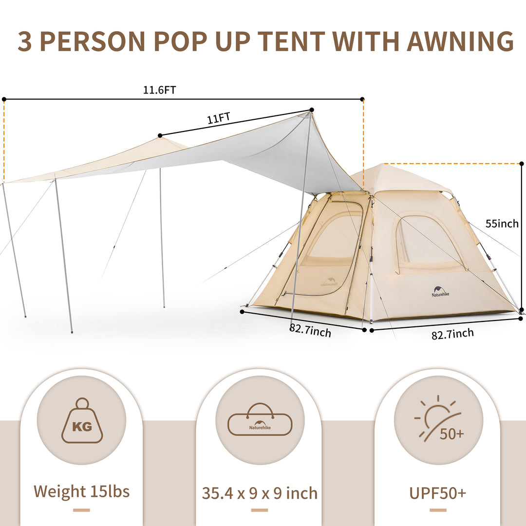 Ango™ 3-Person Auto Tent with Canopy