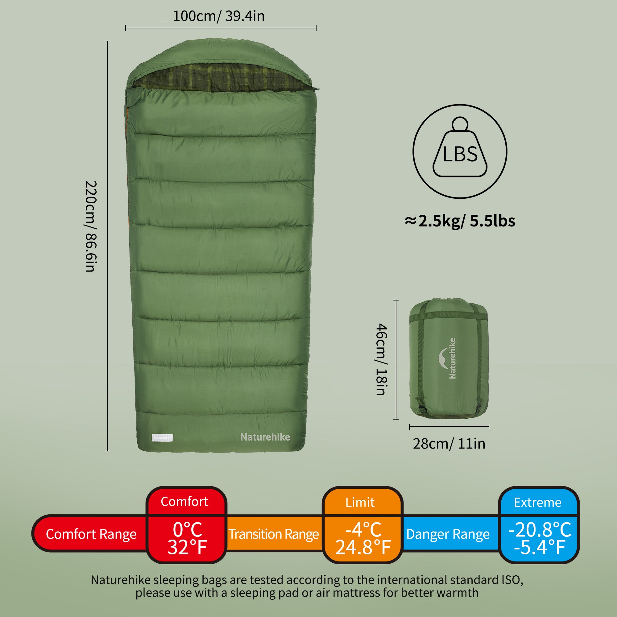 M Series™ Wide Flannel Sleeping Bag 32°F / 0°C – Naturehike