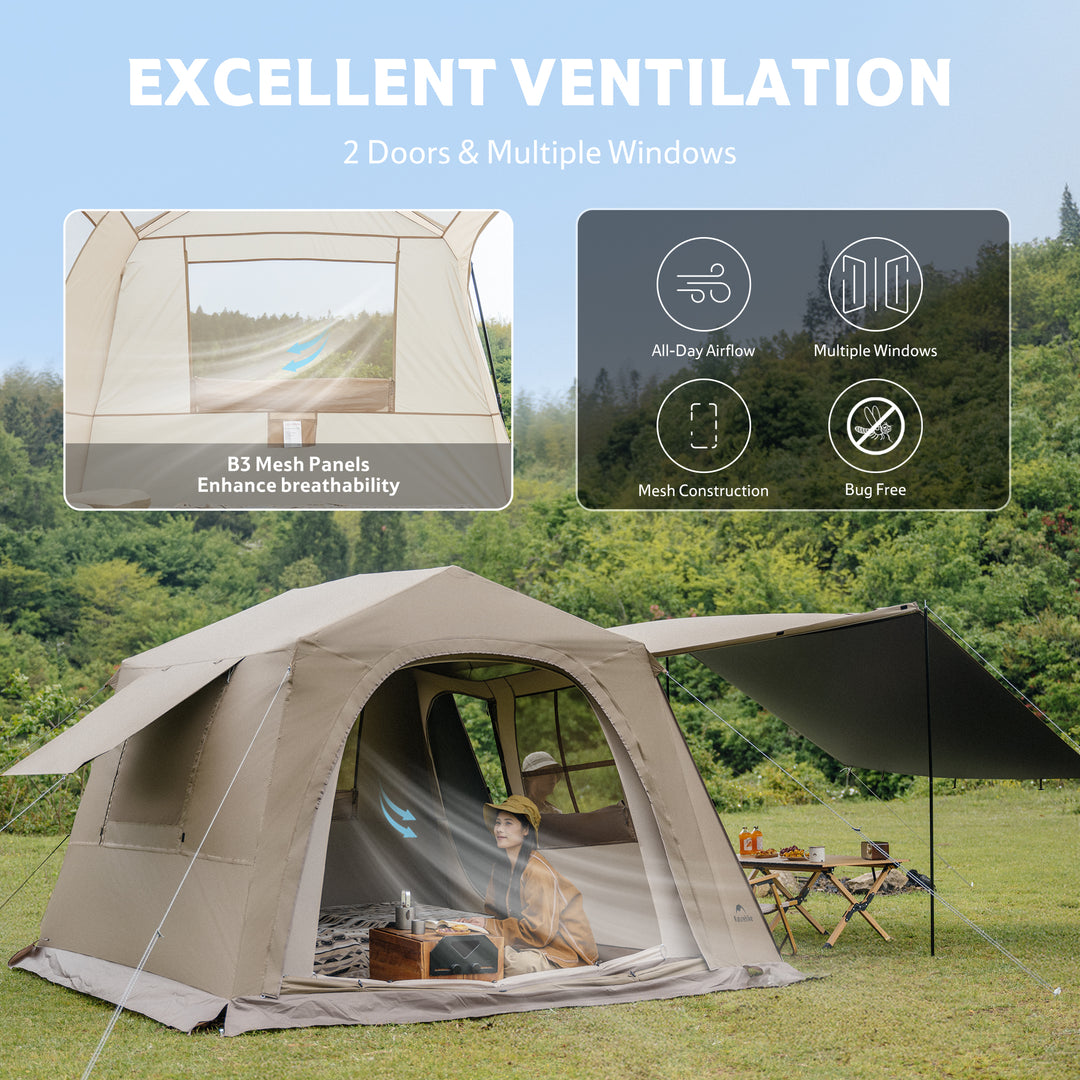 Village™ 6.0 New 4-Person Instant Cabin Tent - Naturehike