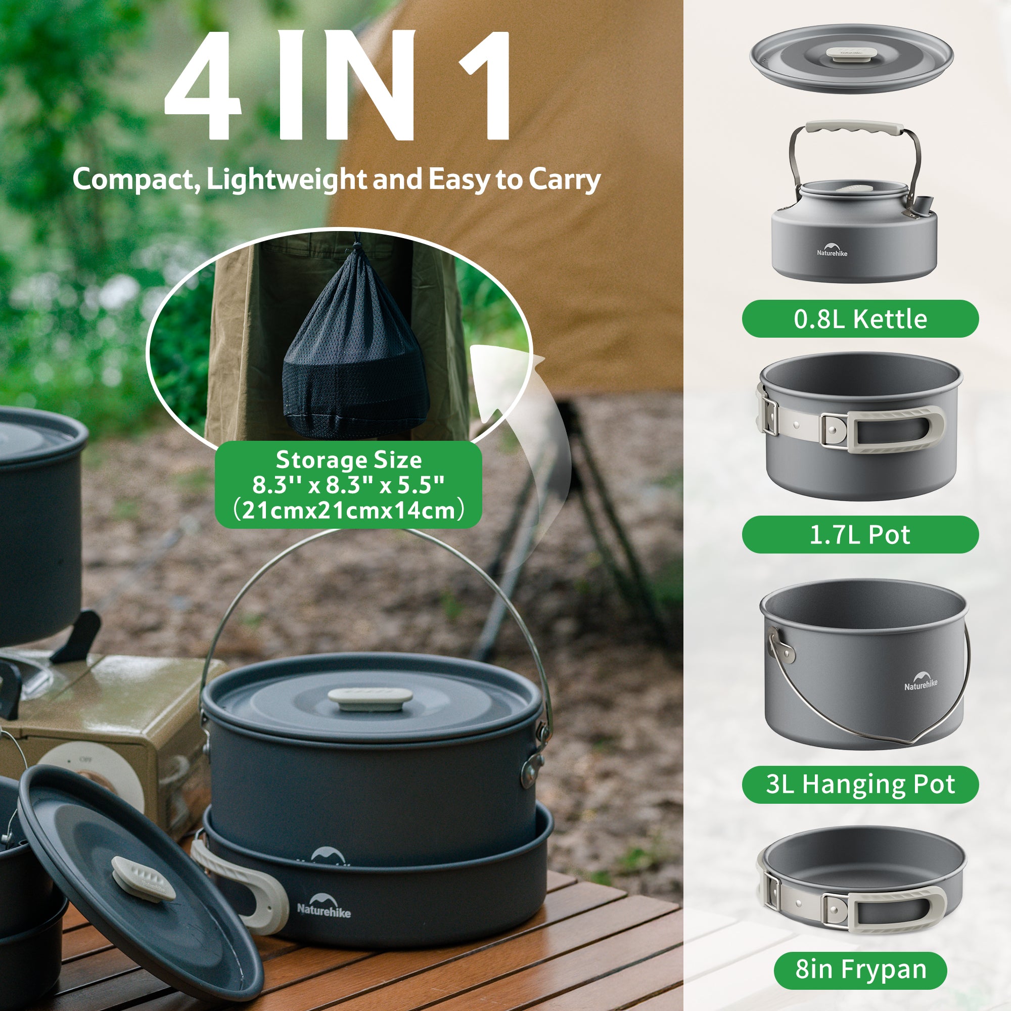 TrailCook™ Camping Aluminum Cookset | Naturehike
