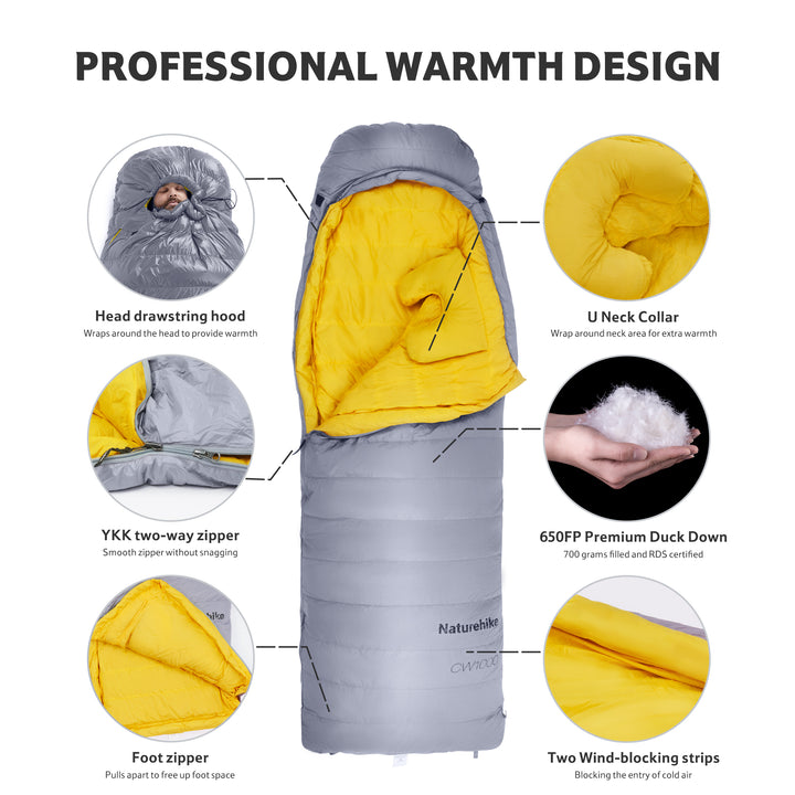 CW™1000 sac de couchage ultraléger en duvet 12 °F / -11.1 °C