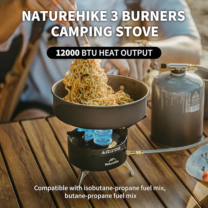gas camping BlackStar™ High-Output Triple Burner Gas Stove – Naturehike