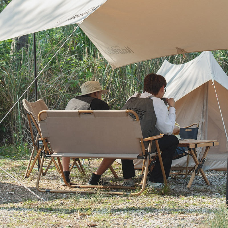 Wood Grain Double Camping Chair - Main Image