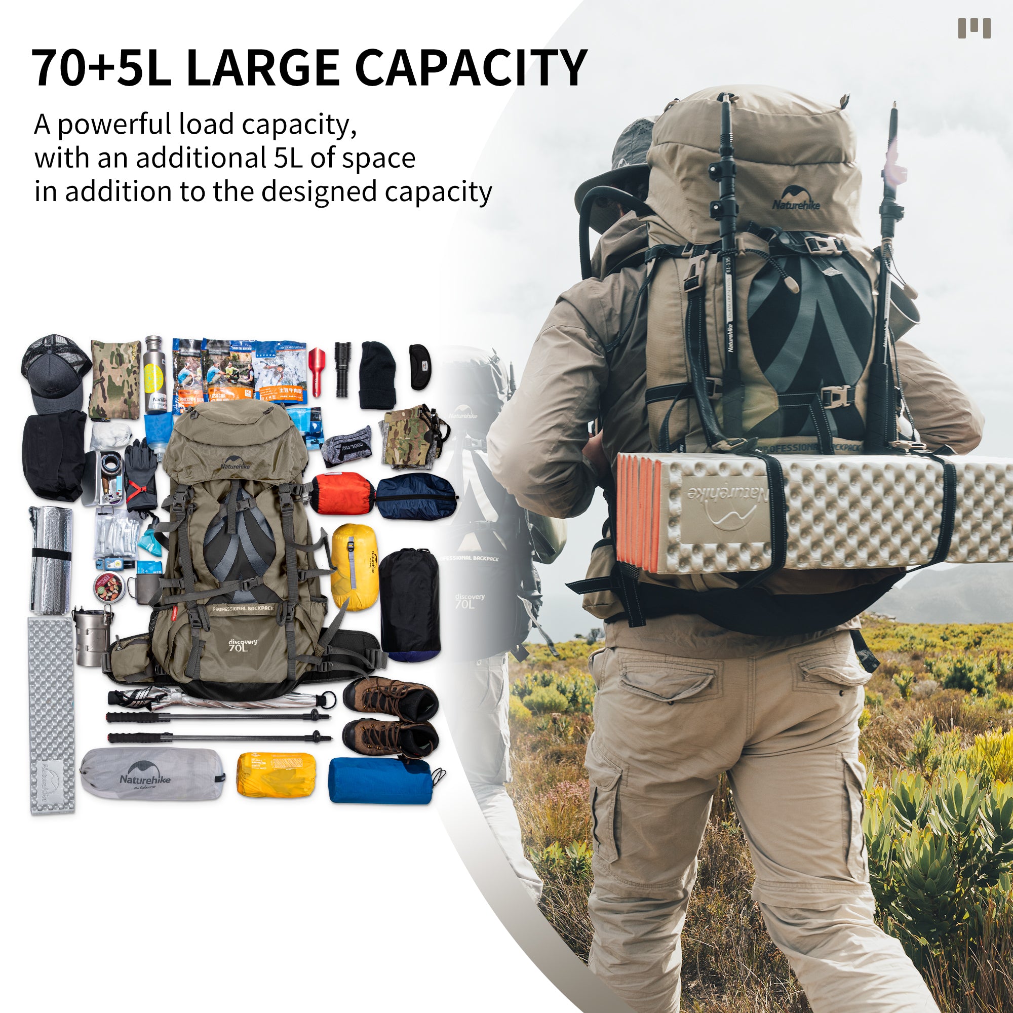 70+5L Mountaineering Backpack – Naturehike