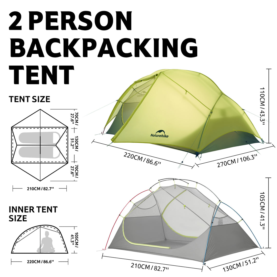 camping tent size chart Star River™ EXT 2-Person Ultralight Backpacking Tent