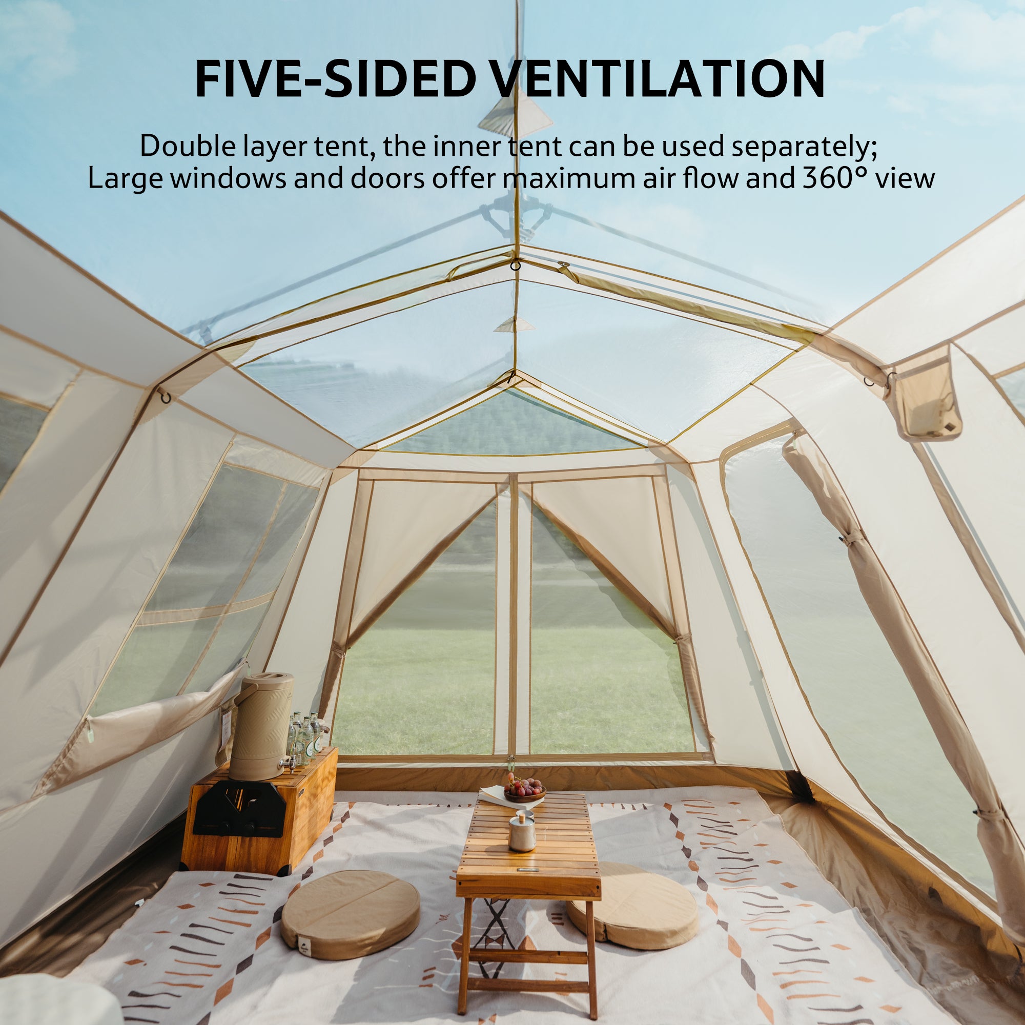 Village 13 8-Person Automatic Cabin Tent – TIBLACK Premium
