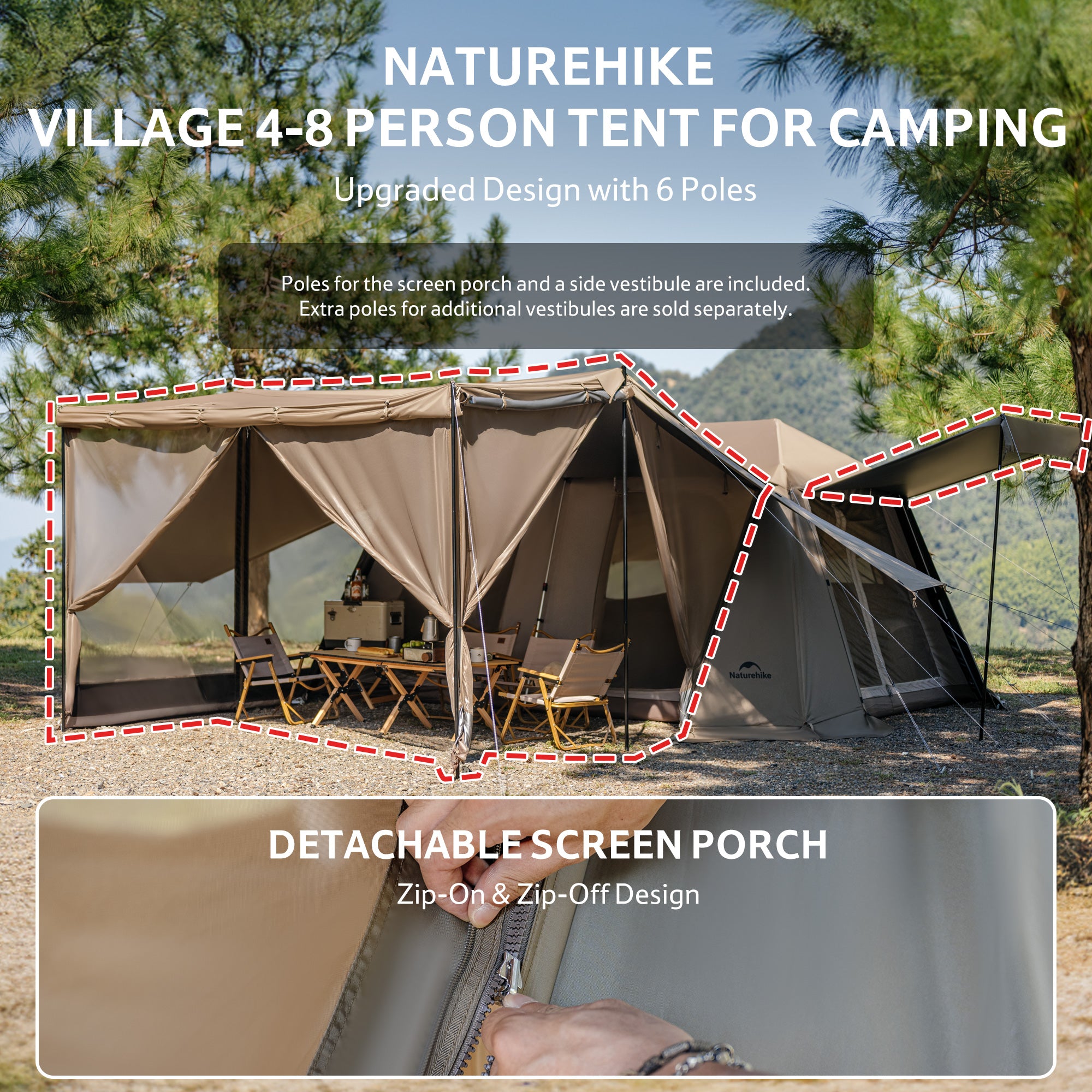 Village 13 8-Person Automatic Cabin Tent – TIBLACK Premium