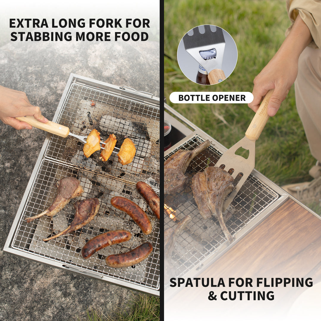 Set de herramientas para barbacoa de 4 piezas