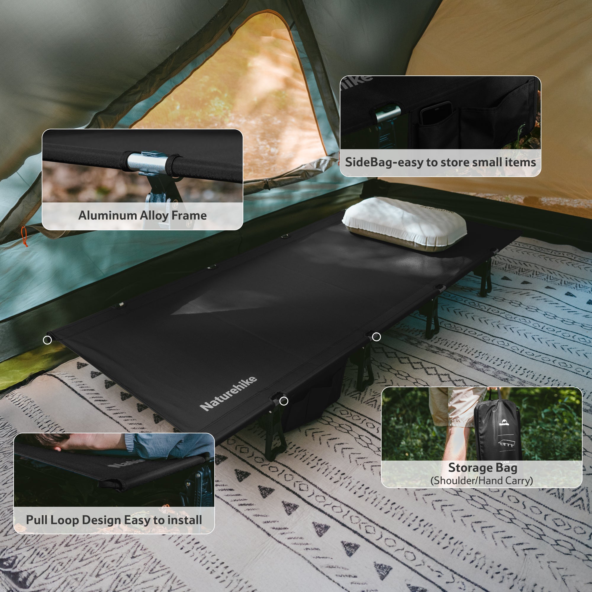 アウトドア寝具 Jinyu He GreenField™ XJC08 Folding Camping Cot | Naturehike