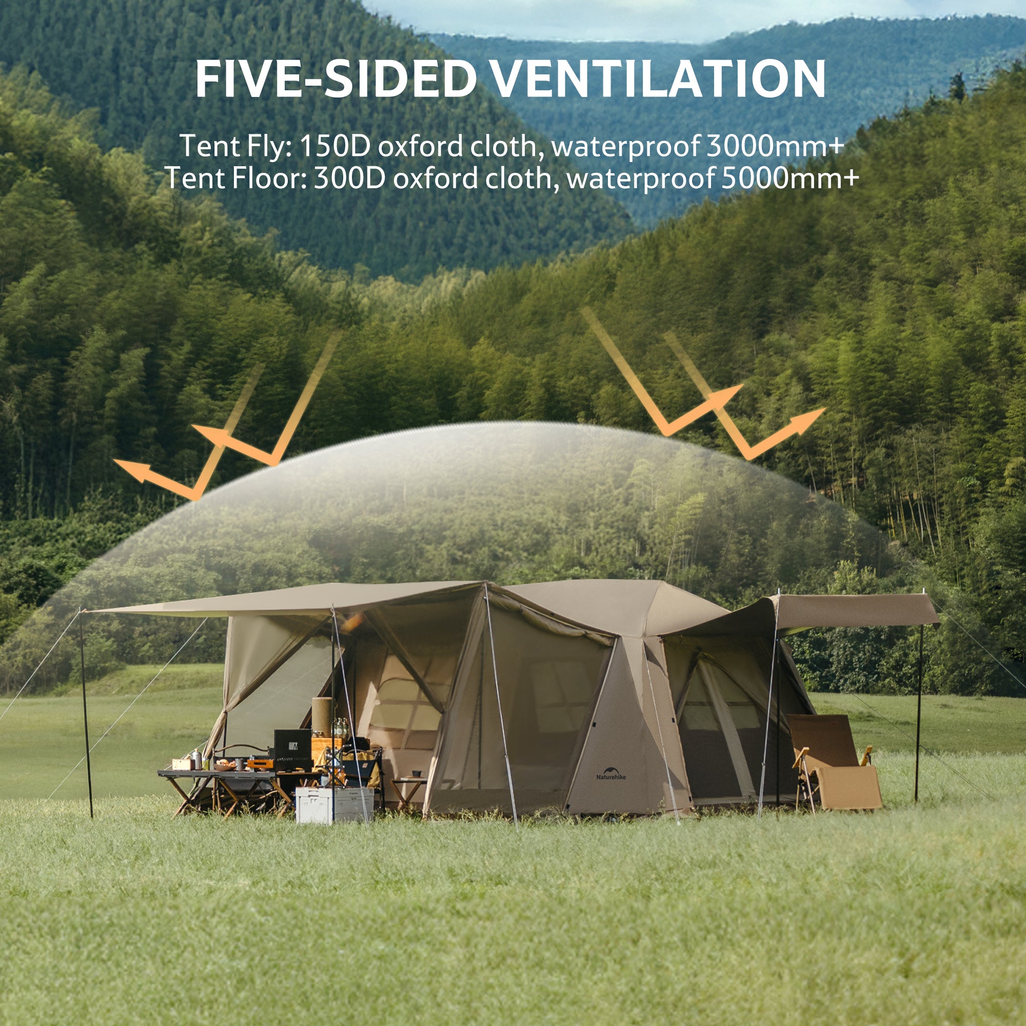 Village 13 8-Person Automatic Cabin Tent – TIBLACK Premium