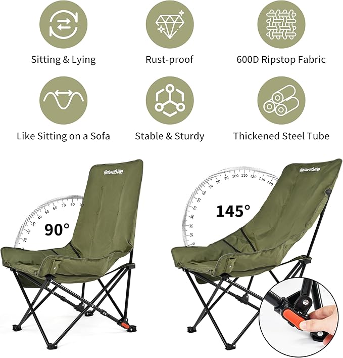 riesen campingstuhl Naturehike Seastar Übergroßer gepolsterter Campingstuhl|27,6″ Extrabreit & Baumwollgepolstert