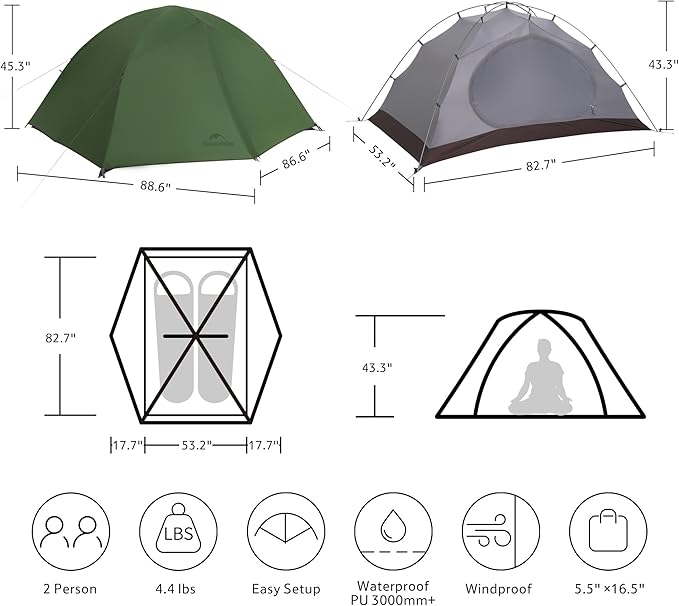 Cloud River Pro 2-Person 4-Season Backpacking Tent | Nturehike