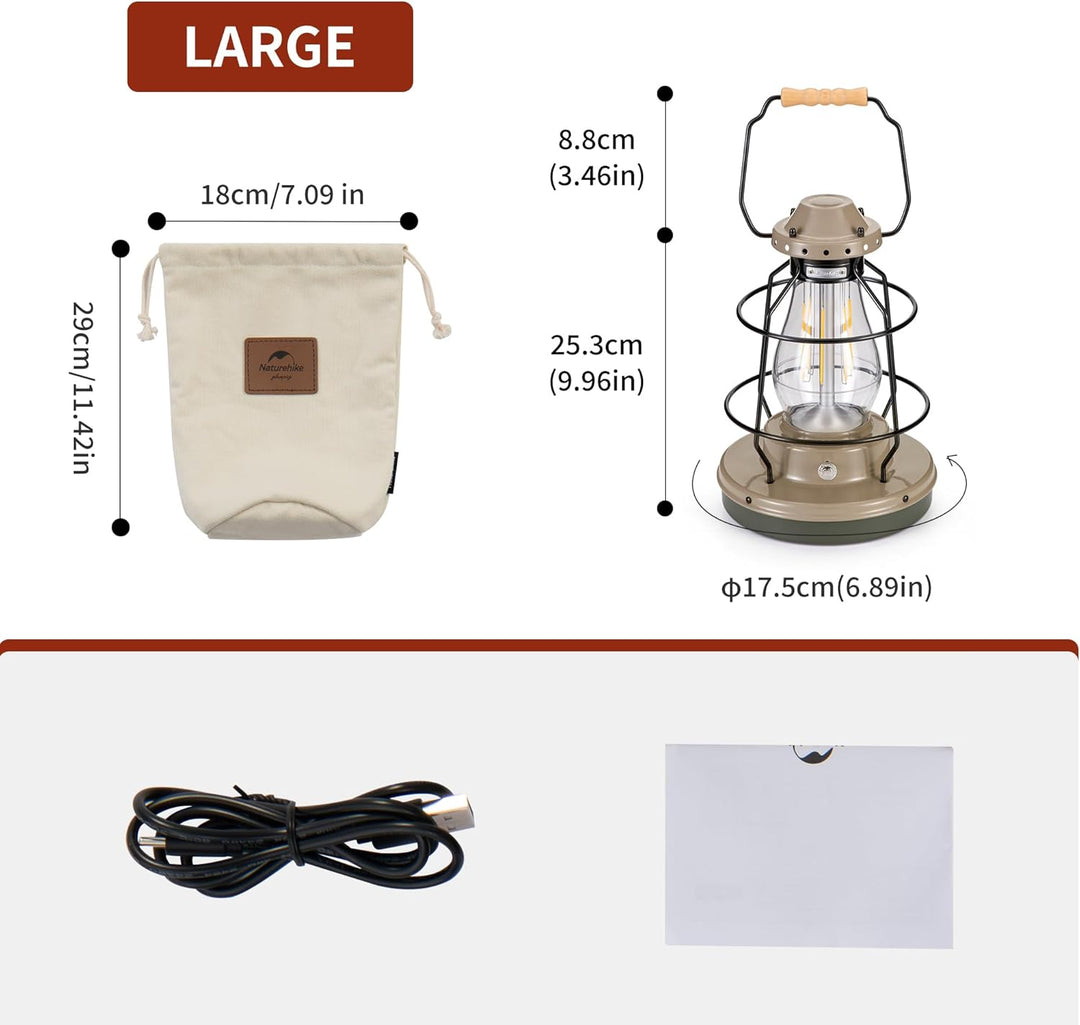 Naturehike LED Camping Lamp IPX4 Waterproof Stepless Dimming 10000mAh Battery