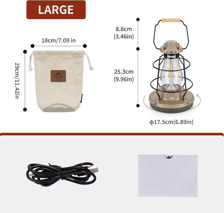 Naturehike LED Camping Lamp IPX4 Waterproof Stepless Dimming 10000mAh Battery