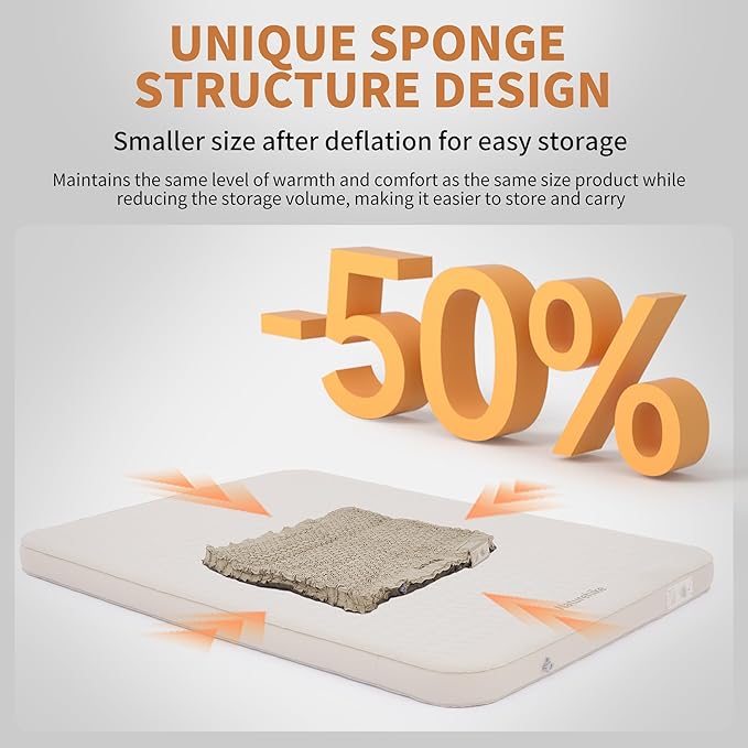 Naturehike 4.7in Self Inflating Double Camping Mattress with Pump