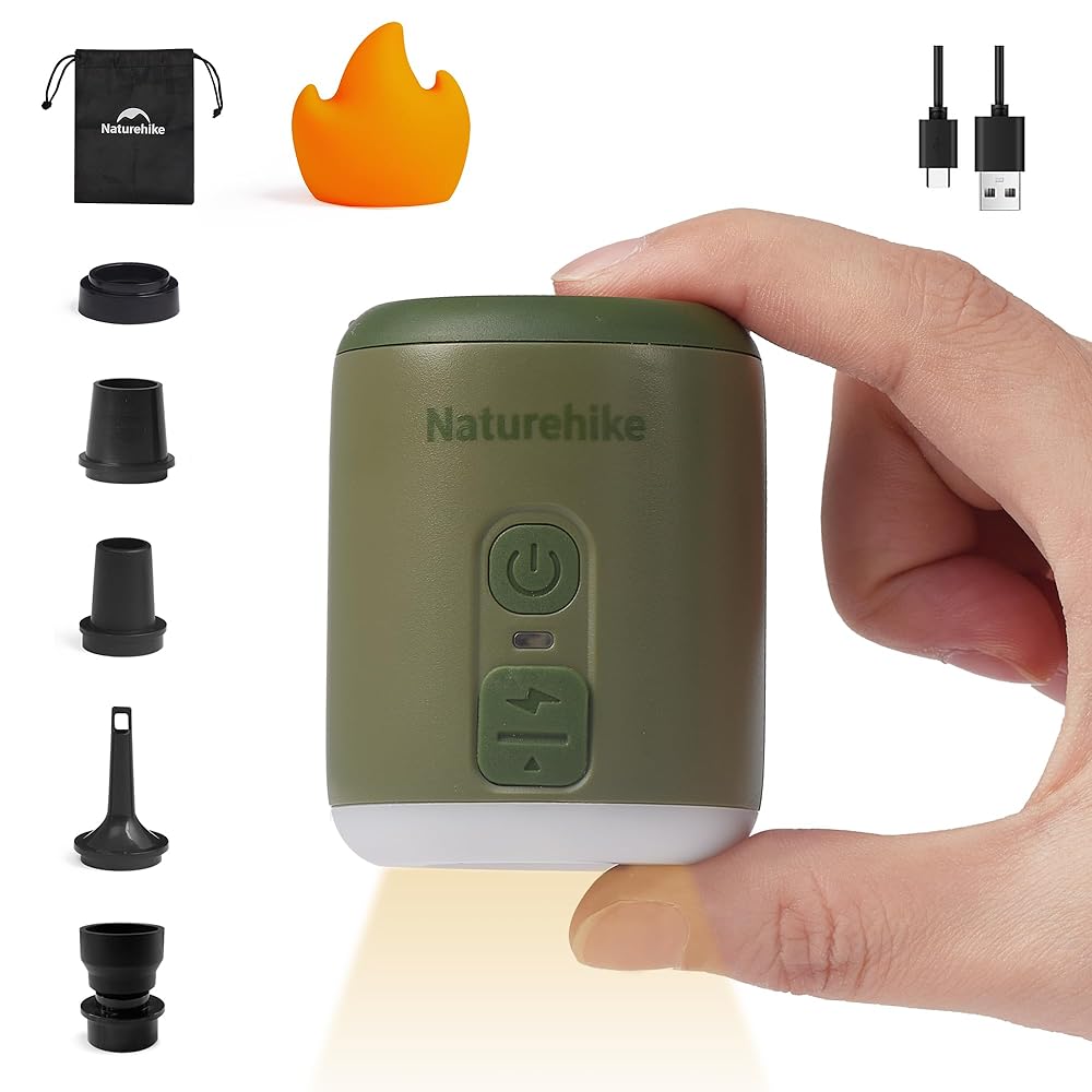 best mini air pump backpacking Naturehike Ultralight Mini Air Pump with Camping Light Oat Gray
