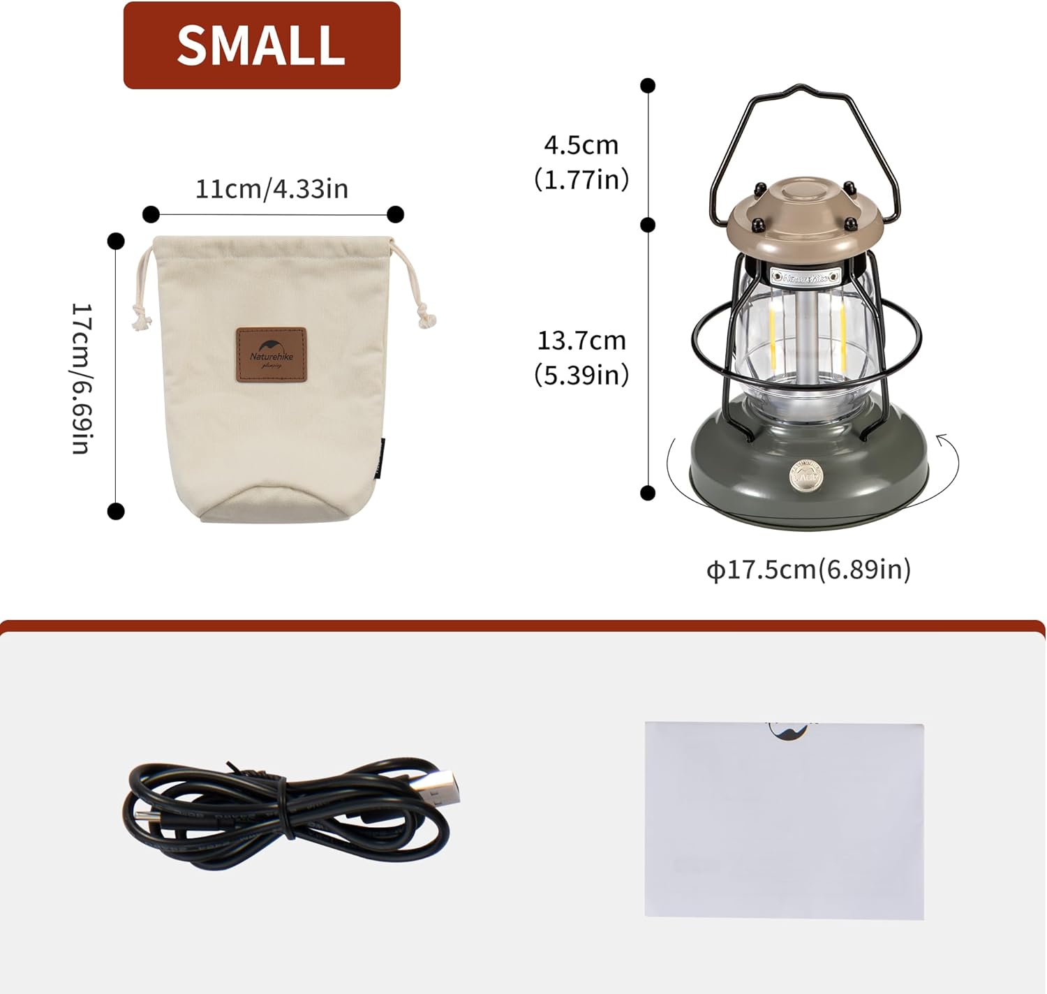 Naturehike Camping Lamp 3000mAh Rechargeable IPX4 Waterproof Dimmable