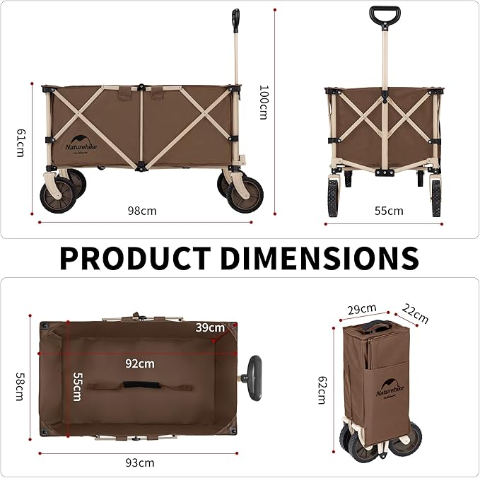 Naturehike Outdoor Cart Wagon Large Capacity Utility Trolley for Transport