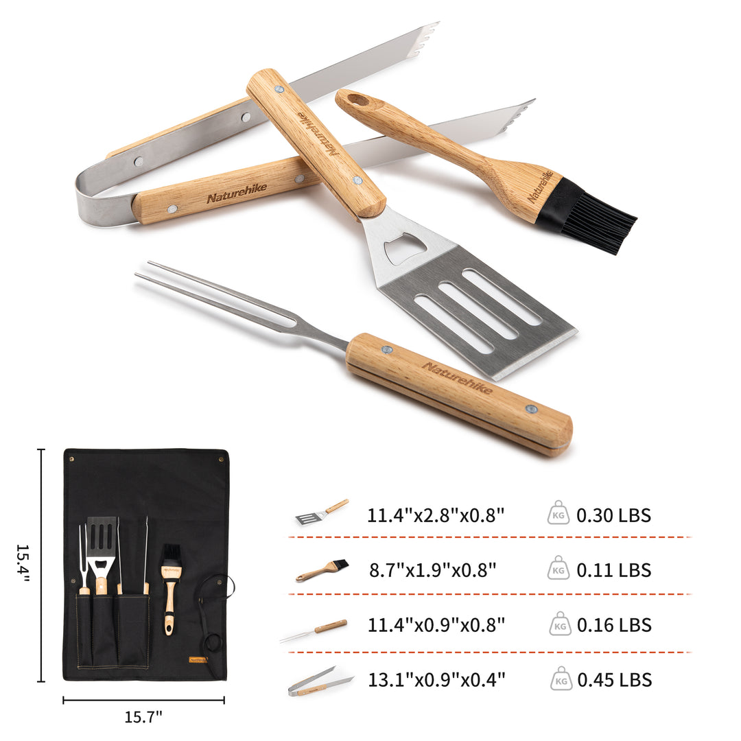 Set de herramientas para barbacoa de 4 piezas
