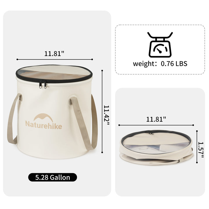 ถังน้ำแคมป์ปิ้งทรงกลมพับได้กันน้ำ Naturehike