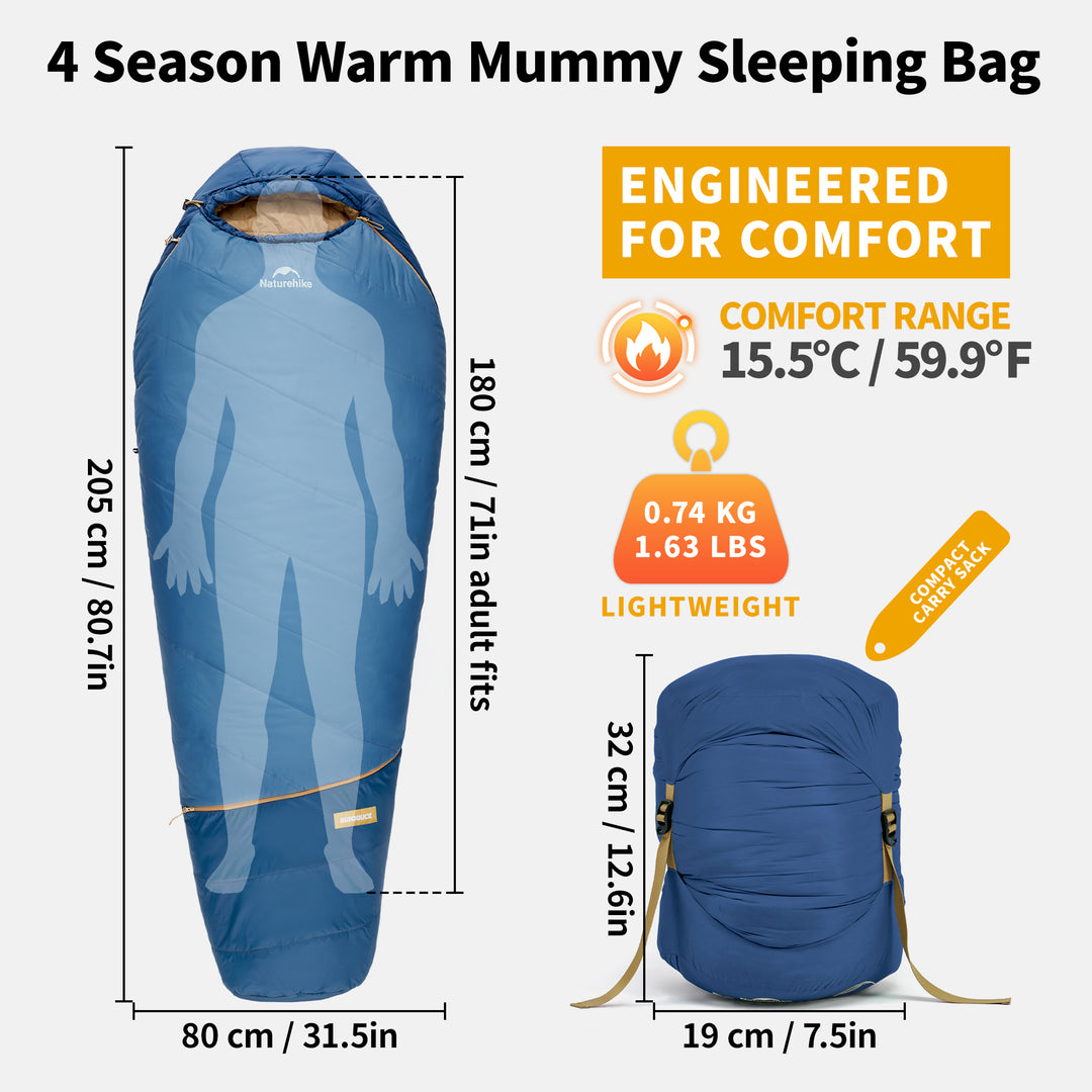 Mujin™ Pro Synthetic Mummy Sleeping Bag 28°F / -2°C