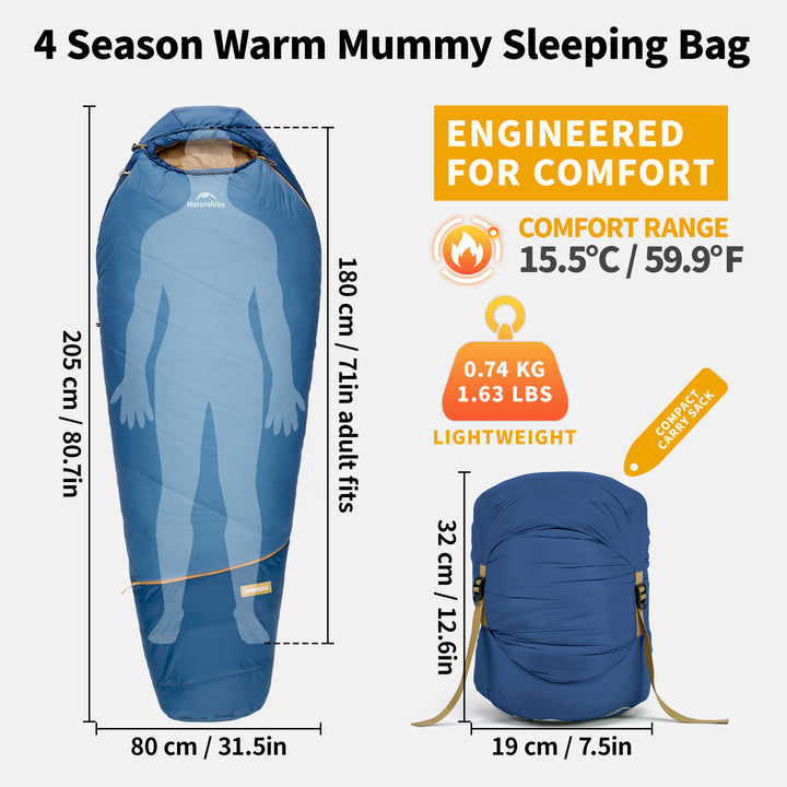 Mujin™ Pro Synthetic Mummy Sleeping Bag 28°F / -2°C