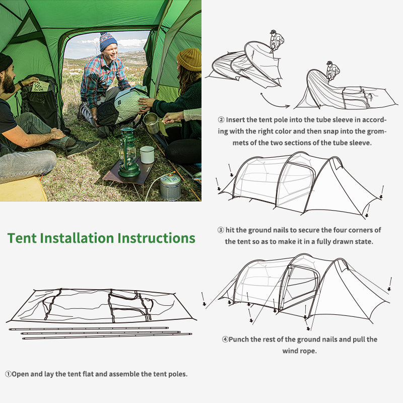 An image of a Opalus Tunnel  2 People Camping Tent US by Naturehike official store