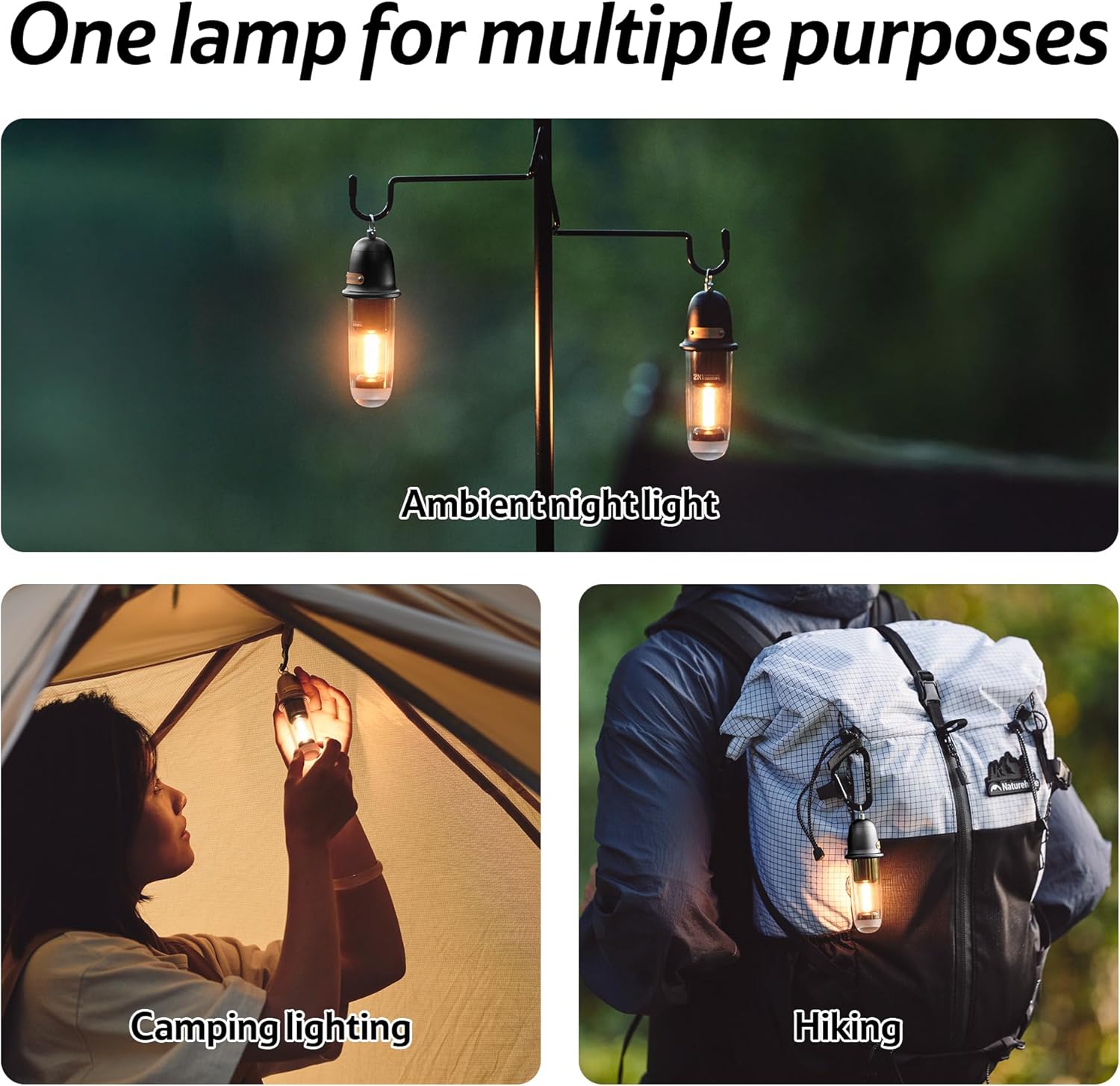 Naturehike Portable Rechargeable Camping Lamp IPX4 Waterproof Tent Lig