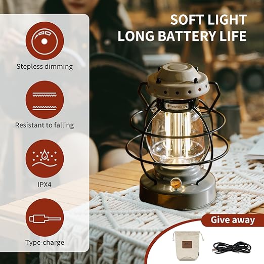 Naturehike Camping Lamp 3000mAh Rechargeable IPX4 Waterproof Dimmable