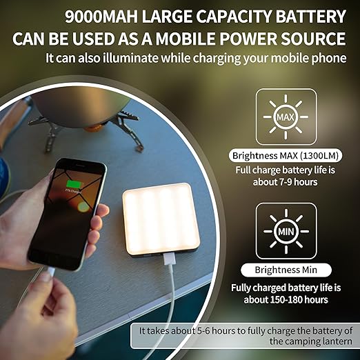Naturehike LED Camping Light 9000mAh 1300LM 180H Rechargeable
