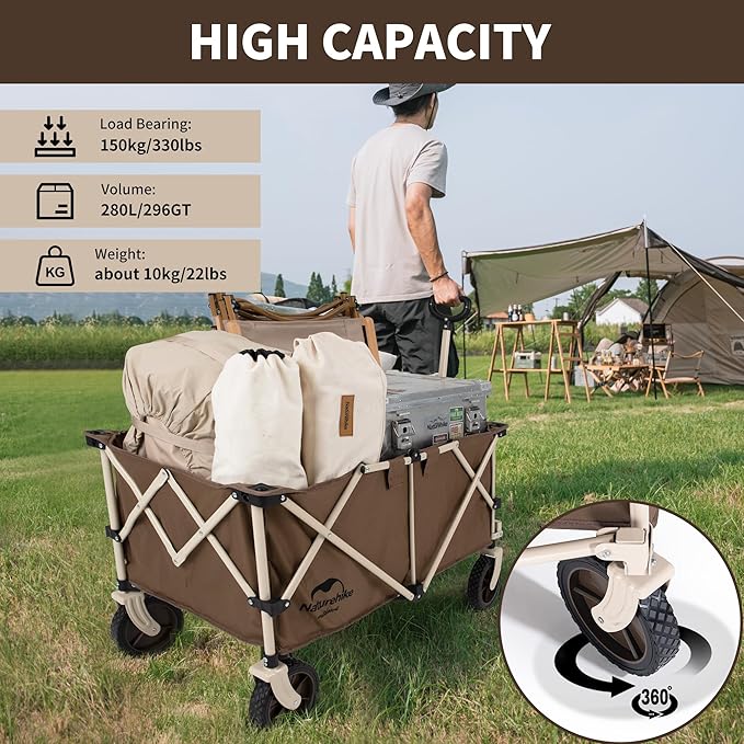 Naturehike Outdoor Cart Wagon Large Capacity Utility Trolley for Transport