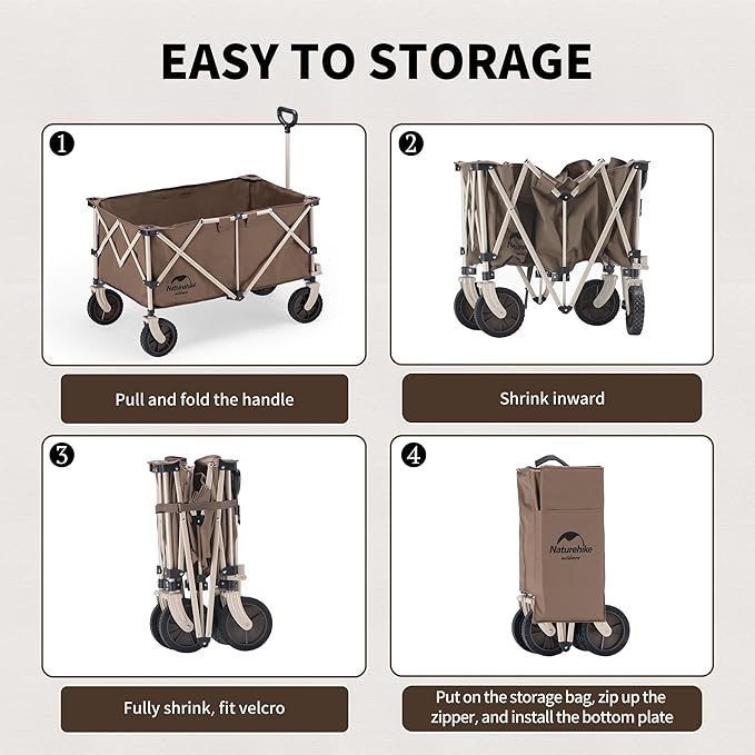 Naturehike Outdoor Cart Wagon Large Capacity Utility Trolley for Transport