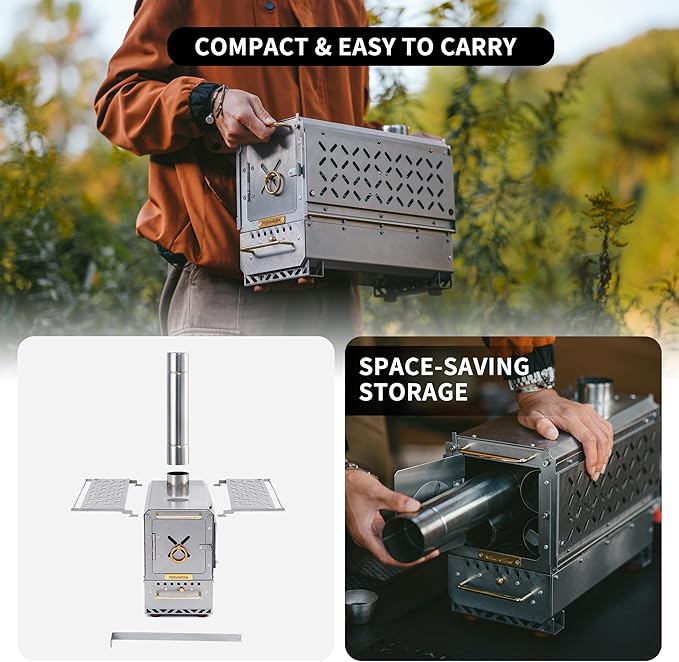 portable wood burning tent stove Icefield™ Tabletop Wood-Burning Stove with Chimney – Naturehike