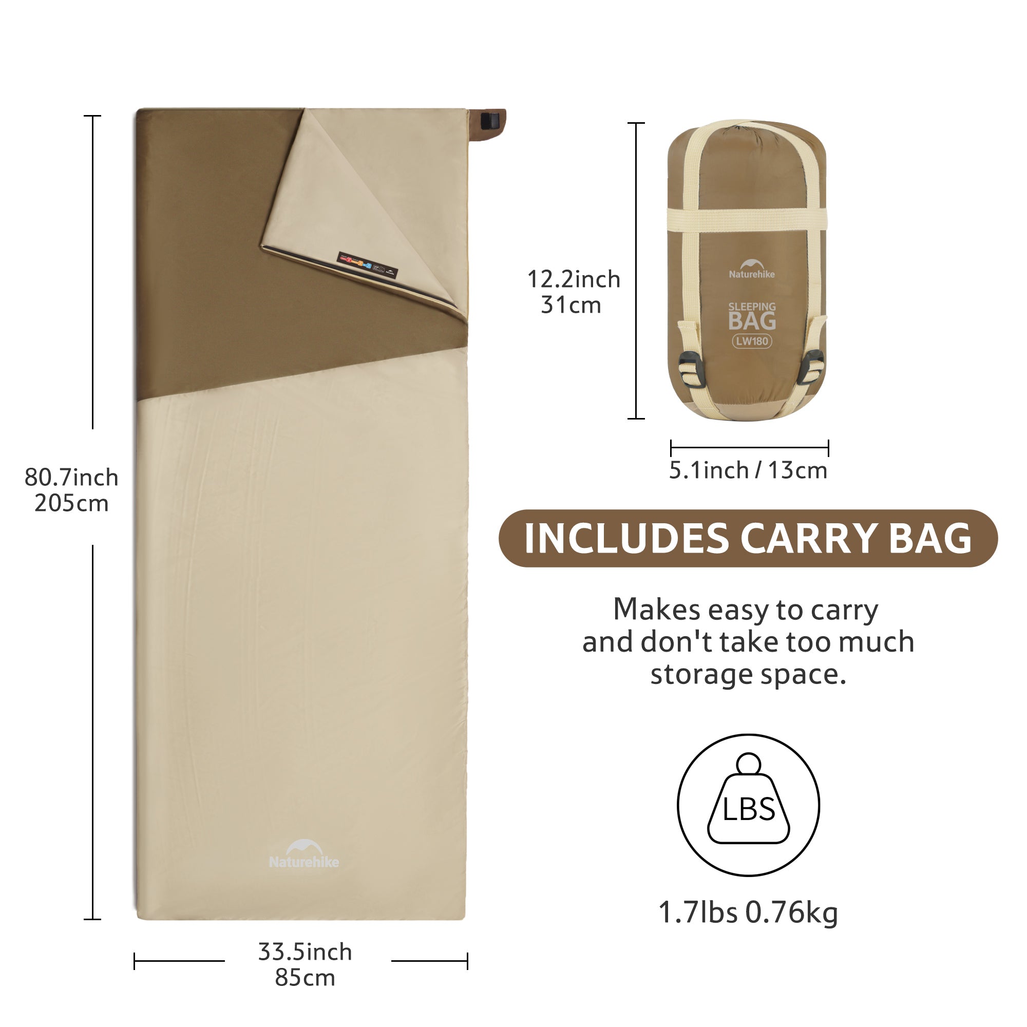 LW180™ Synthetic Sleeping Bag 59°F / 15°C – Naturehike