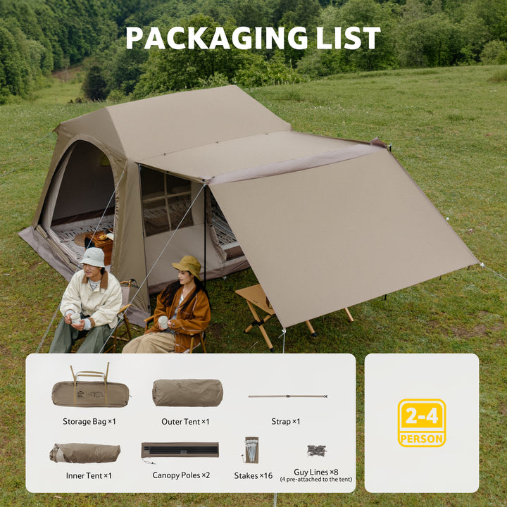 Village™ 6.0 New 4-Person Instant Cabin Tent - Naturehike